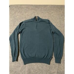 Gagliardi Men's 1/4 Zip Sweater Made in Italy Blue Cotton Cashmere Size Small